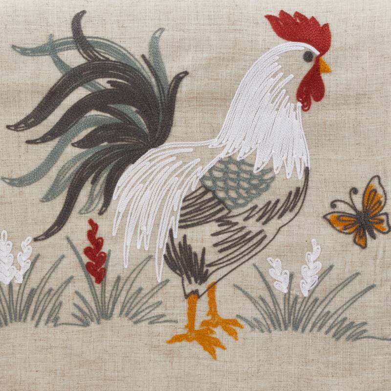 Long Table Runner With Embroidered Rooster Design