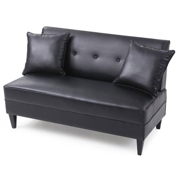 Shop Lyke Home Black Faux Leather Armless Sofa On Sale Shop Lyke Home Black Faux Leather Armless Sofa On Sale