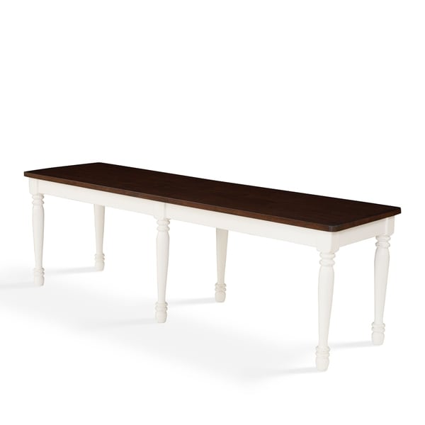 Copper Grove Dumbea White Dining Bench with Espresso Seat - 54 "W x 16 "D x 18 "H. Opens flyout.