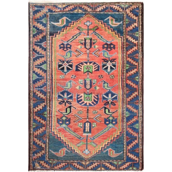 Vintage Hamadan Wool Rug 3' 3" X 4'10" - 3' x 5'
