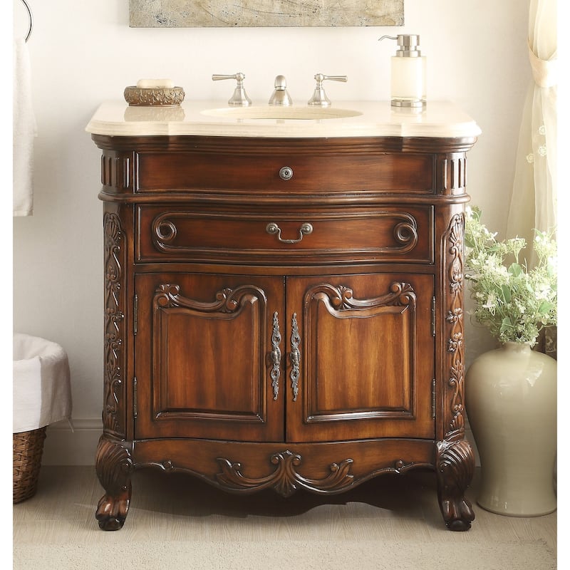 36" Benton Collection Madison Classic Bathroom Sink Vanity - Cherry Finish - Brown - Single Vanities