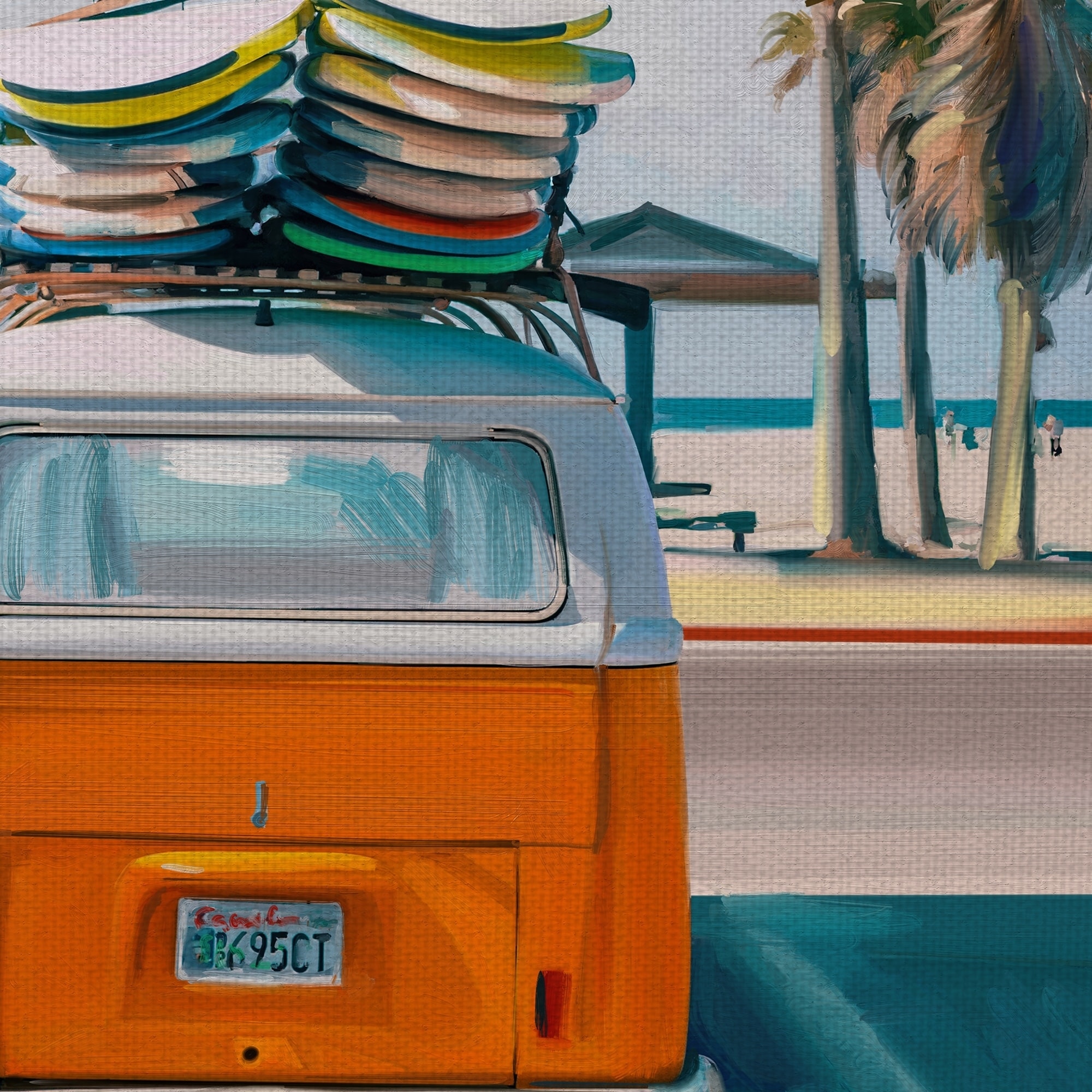 Retro Beach Day II by Studio Arts Wrapped Canvas Art Print