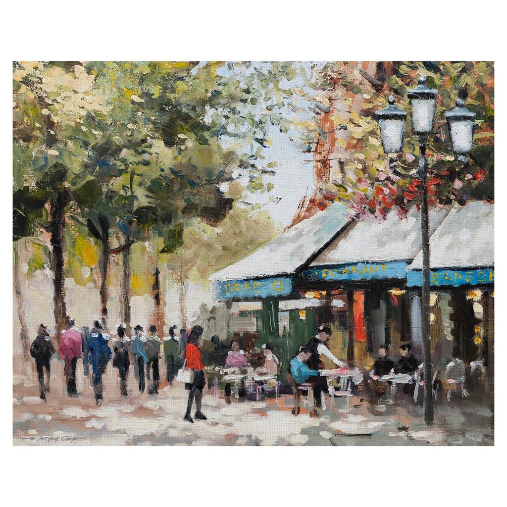 Paris Teal Café II by E. Athony Orme Wrapped Canvas Painting Art Print