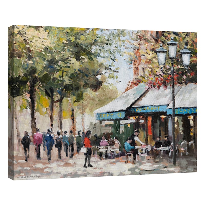 Paris Teal Café II by E. Athony Orme Wrapped Canvas Painting Art Print