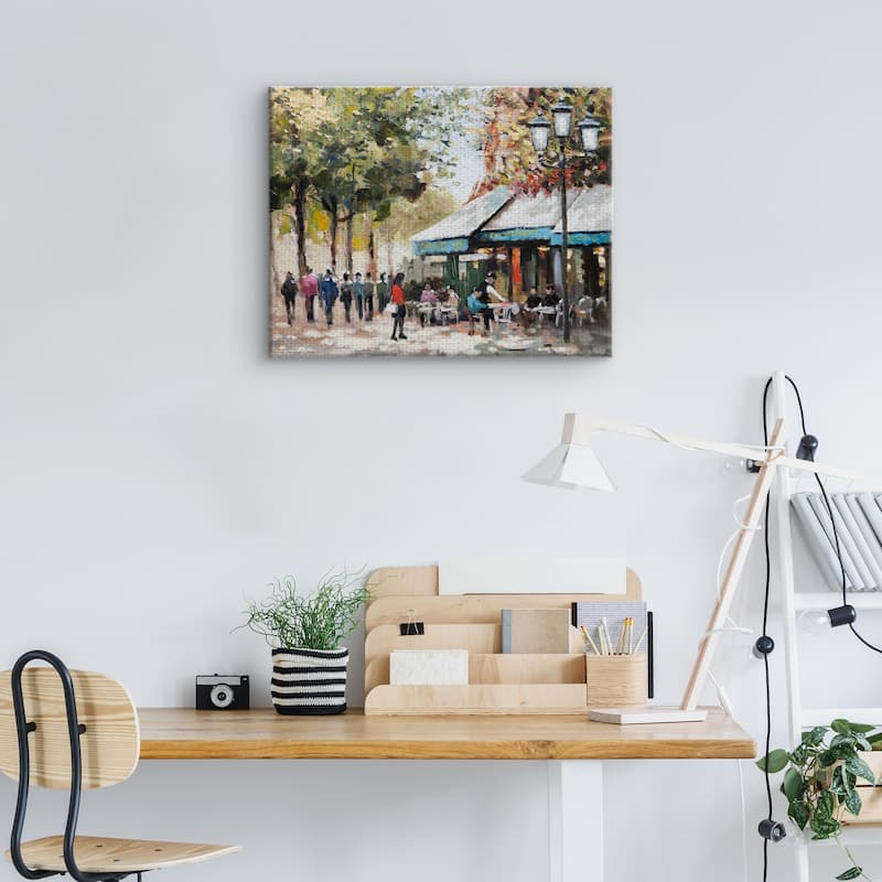 Paris Teal Café II by E. Athony Orme Wrapped Canvas Painting Art Print
