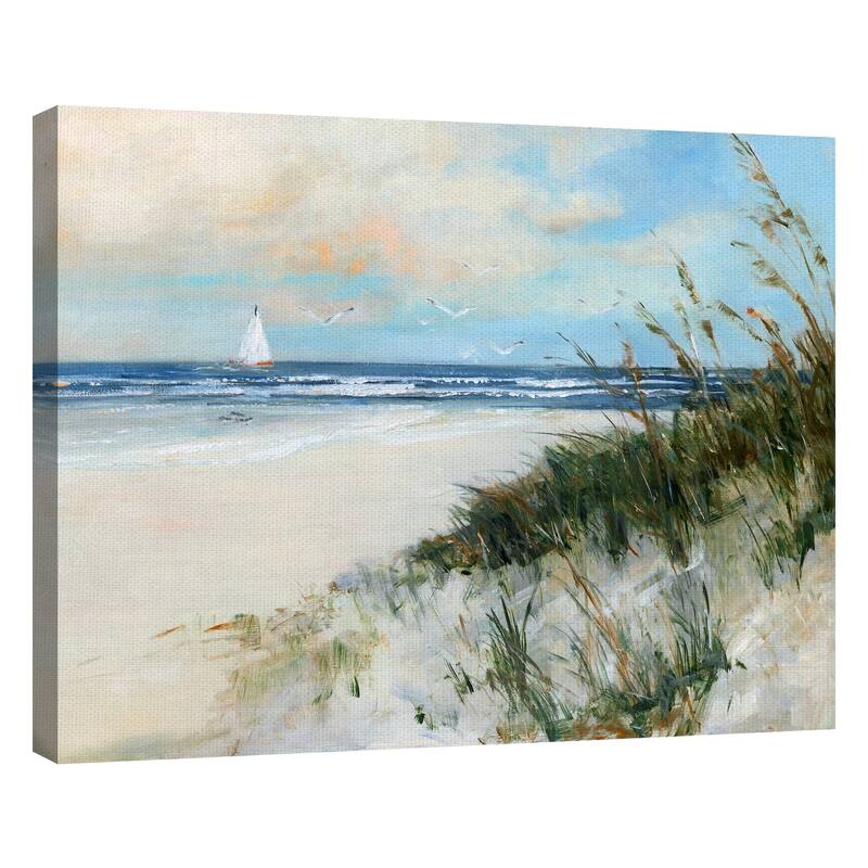 Oak Island Beach Sunrise by Sally Swatland Wrapped Canvas Art Print