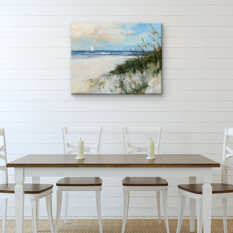 Oak Island Beach Sunrise by Sally Swatland Wrapped Canvas Art Print