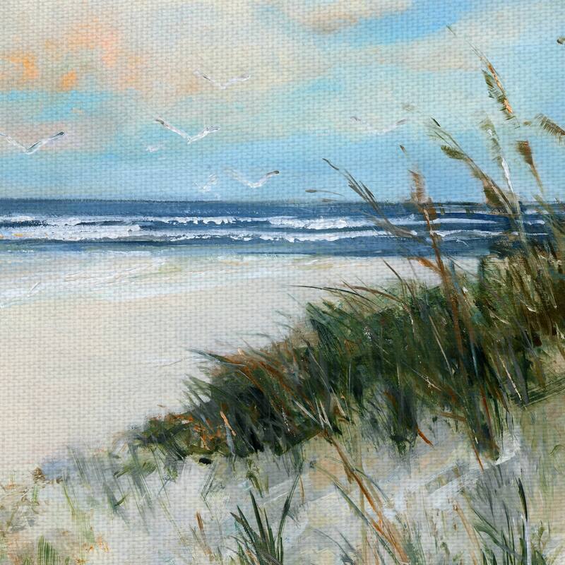 Oak Island Beach Sunrise by Sally Swatland Wrapped Canvas Art Print