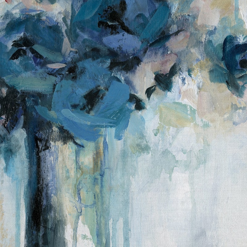Midnight Splash Blue Flower Bouquet by Carol Robinson Wrapped Canvas Painting Art Print