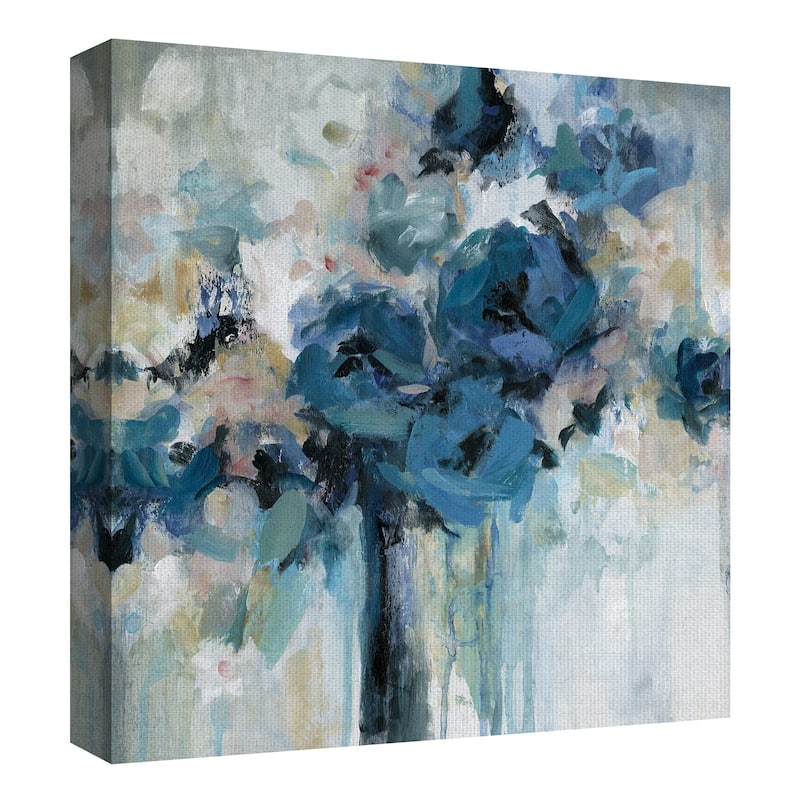 Midnight Splash Blue Flower Bouquet by Carol Robinson Wrapped Canvas Painting Art Print