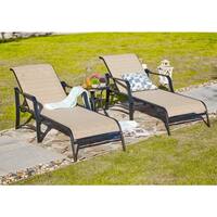 PATIO FESTIVAL ® Outdoor 3-Piece Chaise Lounger Set with Table