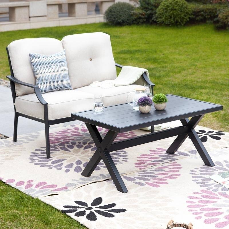 Patio Festival 2-Piece Outdoor Loveseat and Coffee Table Set