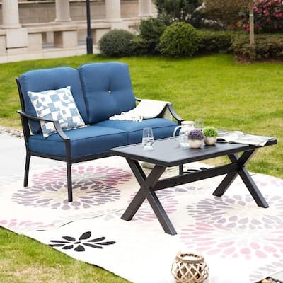 Patio Festival 2-Piece Outdoor Loveseat and Coffee Table Set