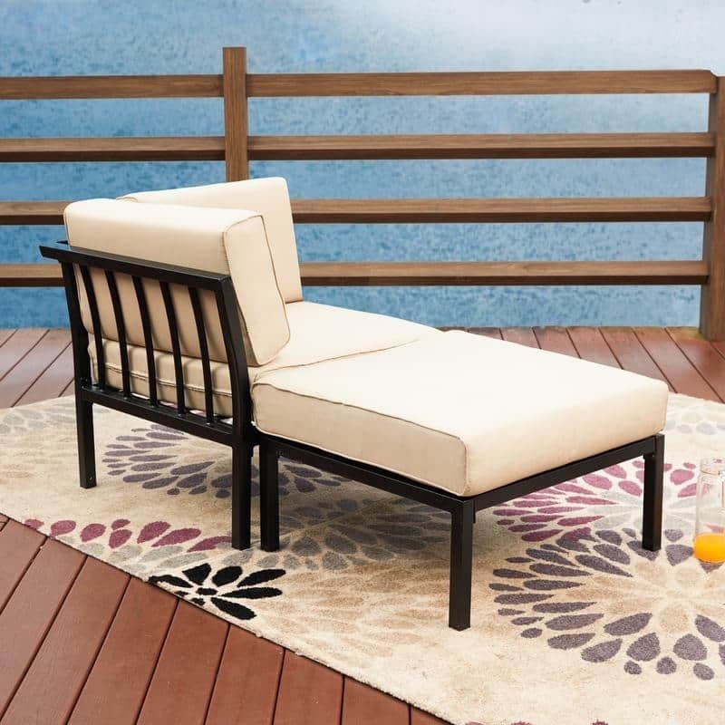 PATIO FESTIVAL 2-Piece Outdoor Corner Loveseat - Beige