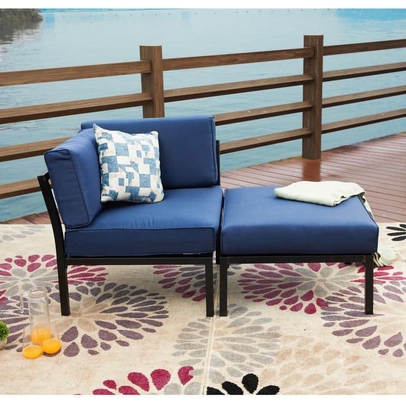 PATIO FESTIVAL 2-Piece Outdoor Corner Loveseat - Blue