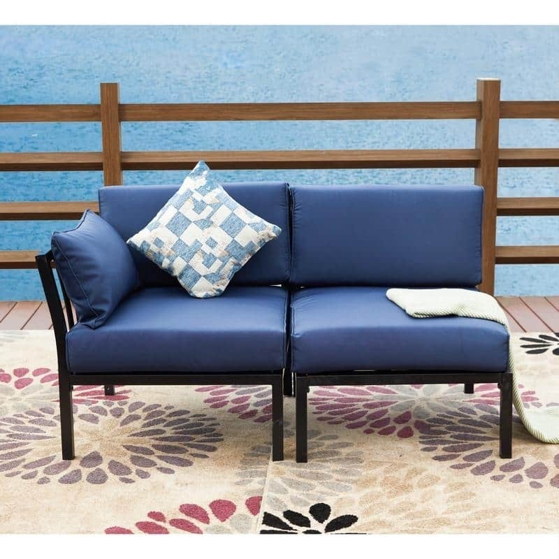 PATIO FESTIVAL 2-piece Outdoor Corner Sofa Seating Group with Cushions - Blue