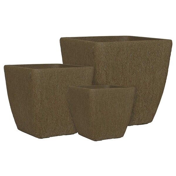 Happy Planter, Natural Stone, Plastic Resin Fiberglass, Size - 19.7" x 19.7" x 18.9", Color - Sedimentary Rock,