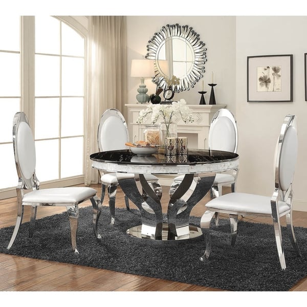 Silver Orchid Punkosdy Glam Round Black Silver Dining Table Black Overstock 27220889