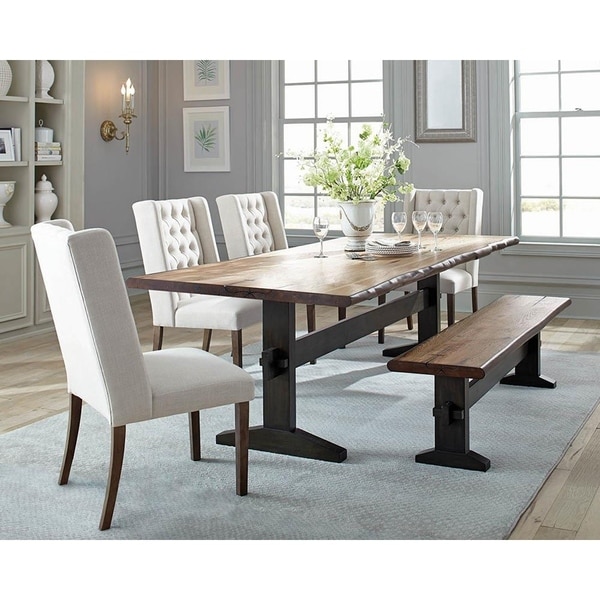 Dark Brown Honey Marble Kitchen Island Table shop rochester farmhouse mahogany dining table natural honey smokey black free shipping today overstock 27220937