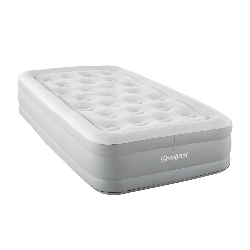 Beautyrest Sky Rise Raised Air Mattress with External Pump - Inflatable Bed with Edge Support, Puncture-Resistant Vinyl