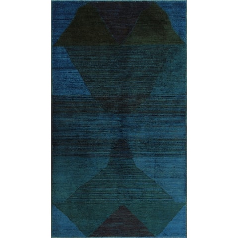 Noori Rug Overdyed Chobi Carlene Blue/Green Rug - 2'10" x 5'0"