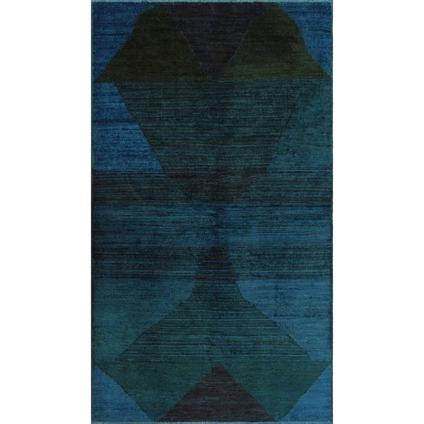 slide 1 of 6, Noori Rug Overdyed Chobi Carlene Blue/Green Rug - 2'10" x 5'0"