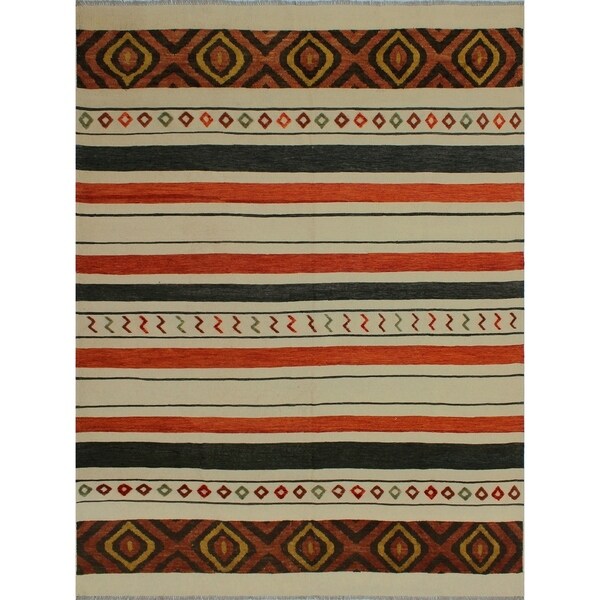 Noori Rug High-Low Kilim Stetson Beige/Orange Rug - 8'5" x 11'3"