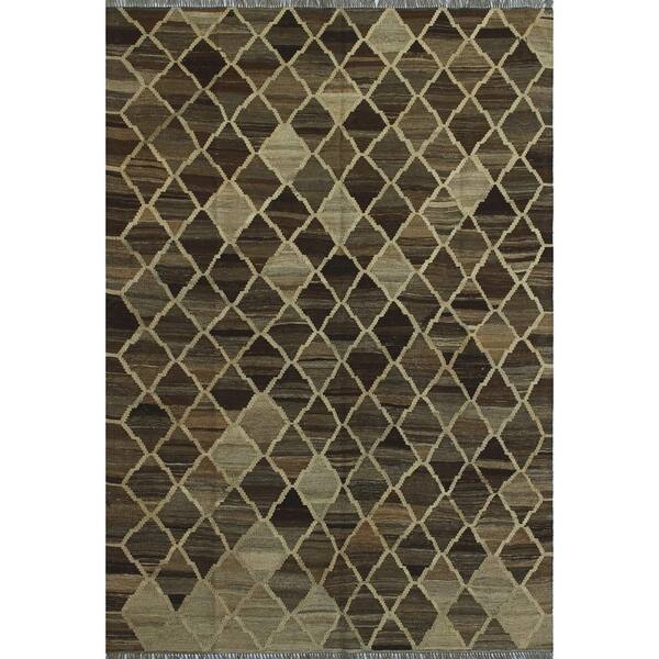 HandWoven Winchester Kilim Merrick Beige/Brown Rug 5'6" x 7'9" Bed