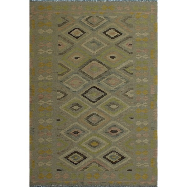Noori Rug Winchester Kilim Bodie Grey/Beige Rug - 5'6" x 7'11"