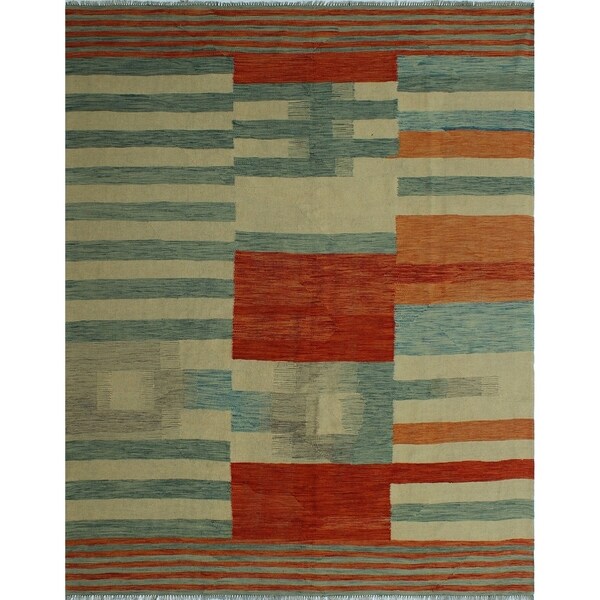 Noori Rug Winchester Kilim Addie Beige/Grey Rug - 7'10" x 9'8"