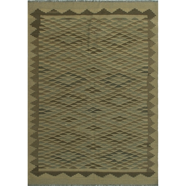 Noori Rug Winchester Kilim Kathaleen Beige/Brown Rug - 4'10" x 6'9"