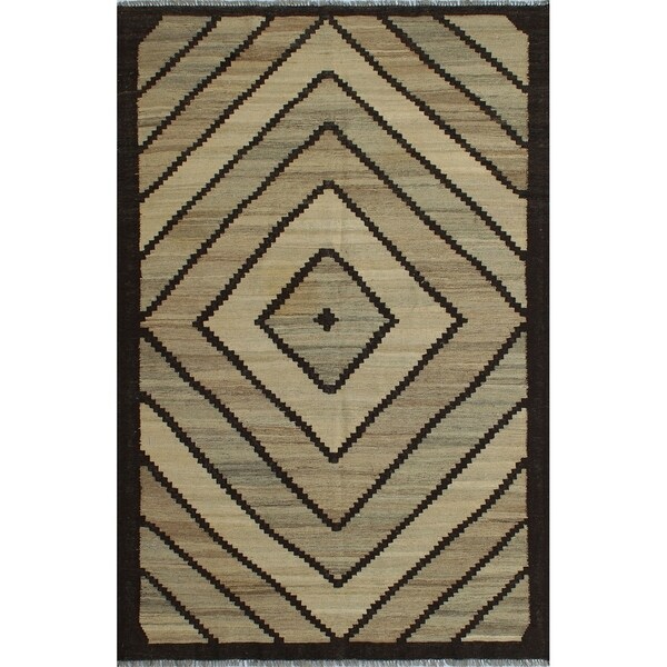 Noori Rug Winchester Kilim Jermaine Beige/Drk. Brown Rug - 5'3" x 7'10"