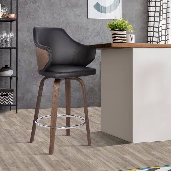Jaden Mid Century 26 Counter Height Barstool In Walnut Jaden Mid Century 26 Counter Height Barstool In Walnut