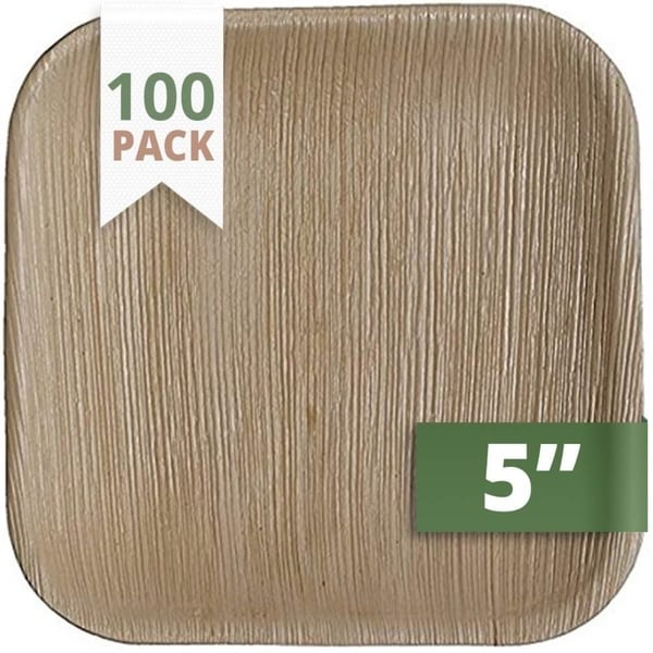 CaterEco 5-inch Square Palm Leaf Plates Set (100 Pack). Opens flyout.