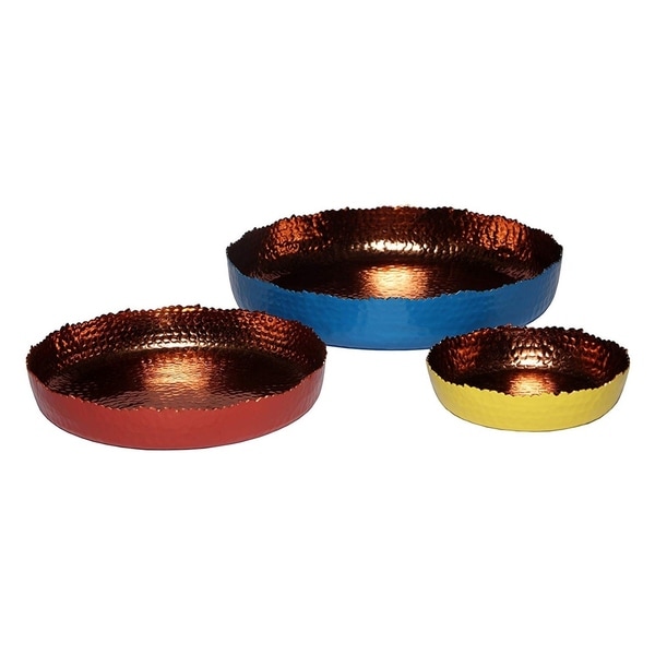 Melange Home Decor Cuivre Collection, Set of 3 Round Platters - 6", 9" and 12", Color - Multicolor