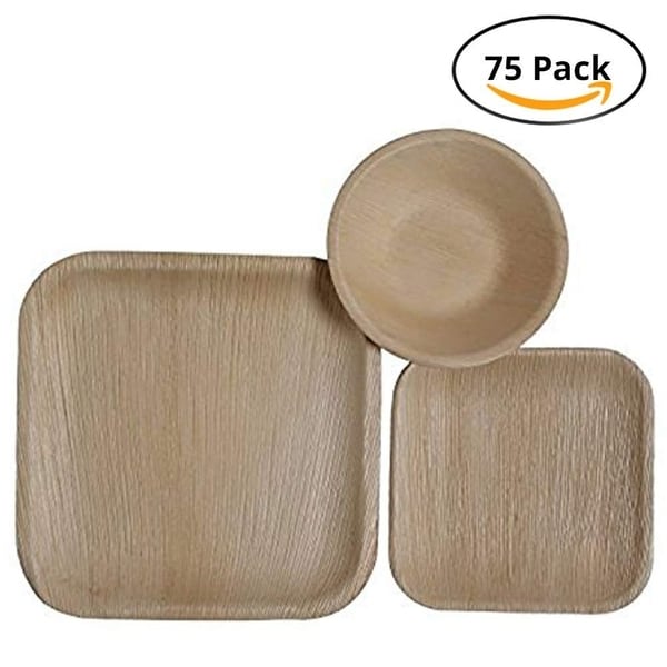 CaterEco Square Palm Leaf Plates Set (75 Pack). Opens flyout.