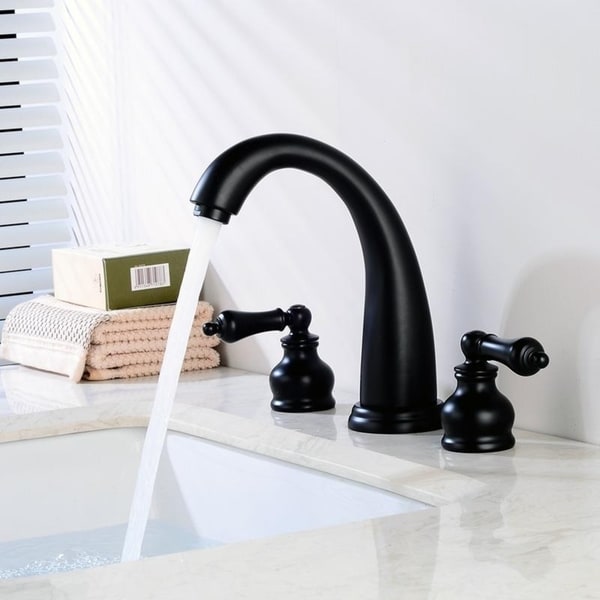 Shop 2 Handle 3 Hole Bathroom Sink Faucet Solid Brass Bath ...