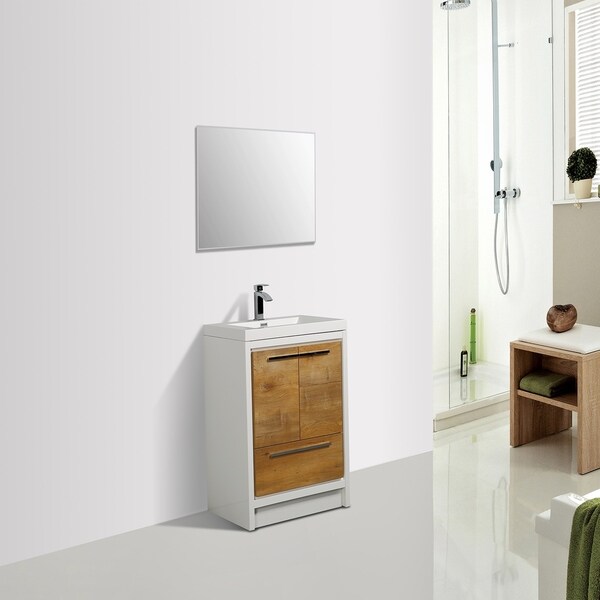 Eviva Grace 30 in. Natural Oak and White Vanity