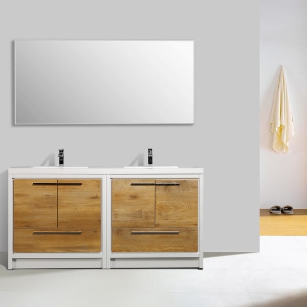 Eviva Grace 72 in. Natural Oak and White Vanity