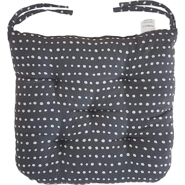 Melange 100% Cotton Round Square 16" x 16" Chair Cushions, Set of 4, Navy Polka Dot Print
