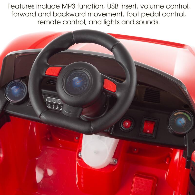 Ride On Sports Car- Motorized Electric Toy, Rechargeable Battery, Remote Control, MP3, USB, Lights, Sound by Lil' Rider