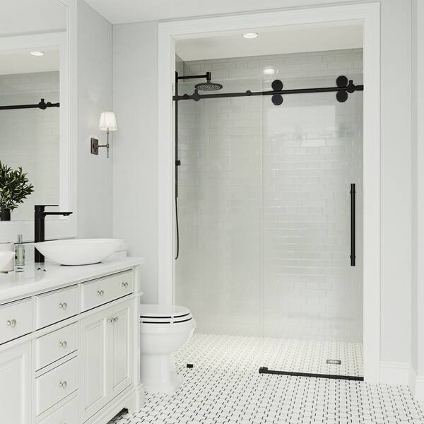 Shop Vigo 48 Inch Elan Adjustable Frameless Clear Tempered Glass