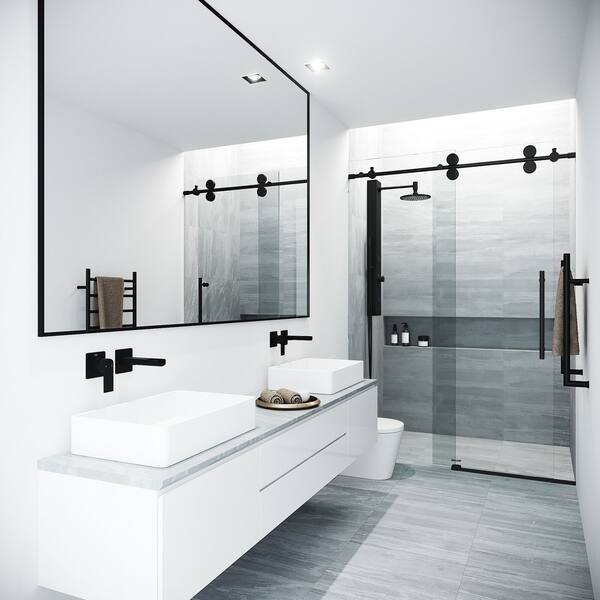 Shop Vigo 48 Inch Elan Adjustable Frameless Clear Tempered Glass