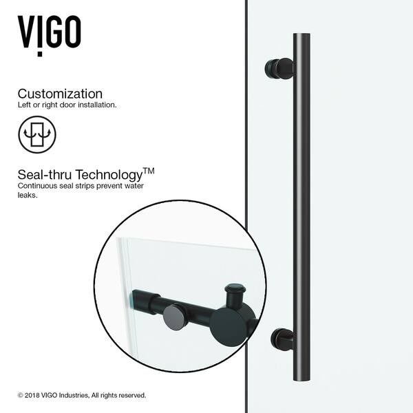 Shop Vigo 48 Inch Elan Adjustable Frameless Clear Tempered Glass
