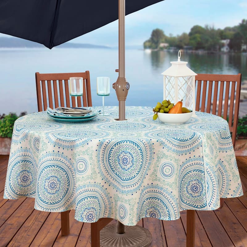 Circle Stitch Stain Resistant Indoor Outdoor Tablecloth