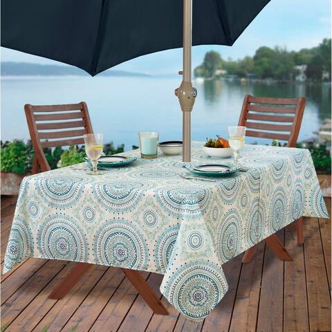 Circle Stitch Stain Resistant Indoor Outdoor Tablecloth