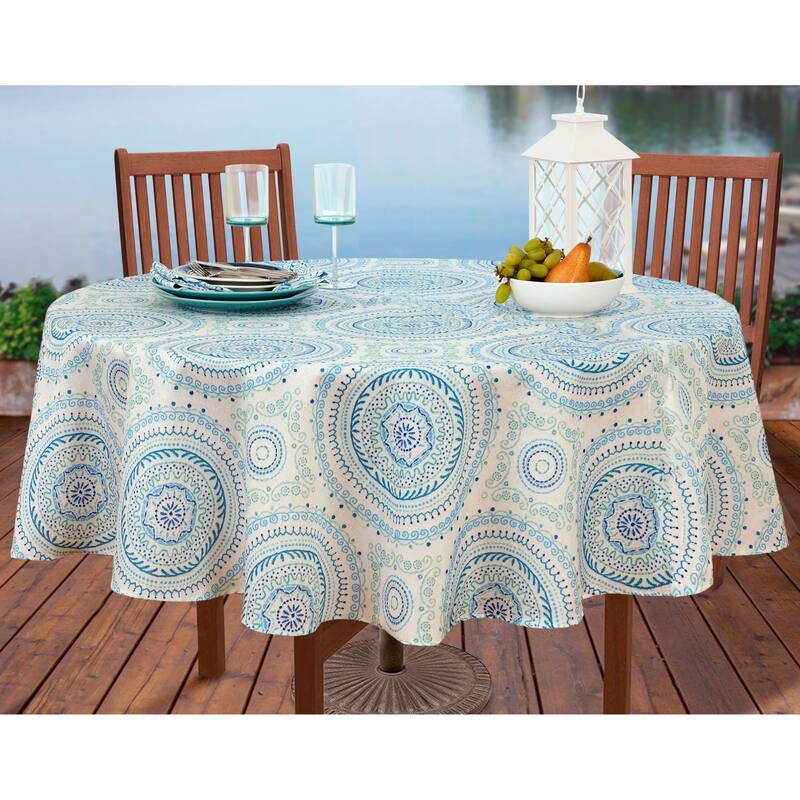 Circle Stitch Stain Resistant Indoor Outdoor Tablecloth
