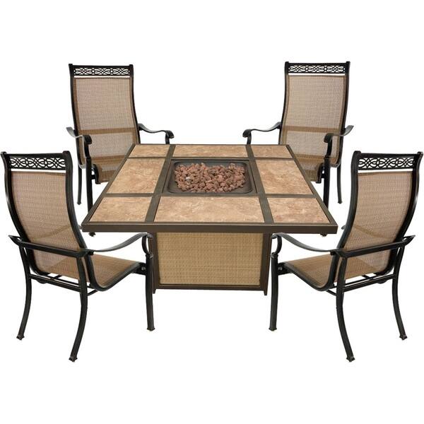 Shop Hanover Monaco 5 Piece Fire Pit Chat Set With 4 Sling Chairs