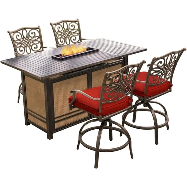 Shop Hanover Traditions 5 Piece High Dining Set In Red With 4 Tall