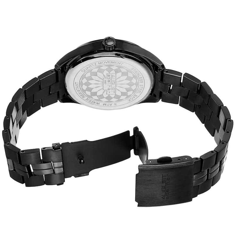 August Steiner Men's Classic Date Stainless Steel Bracelet Watch - Black